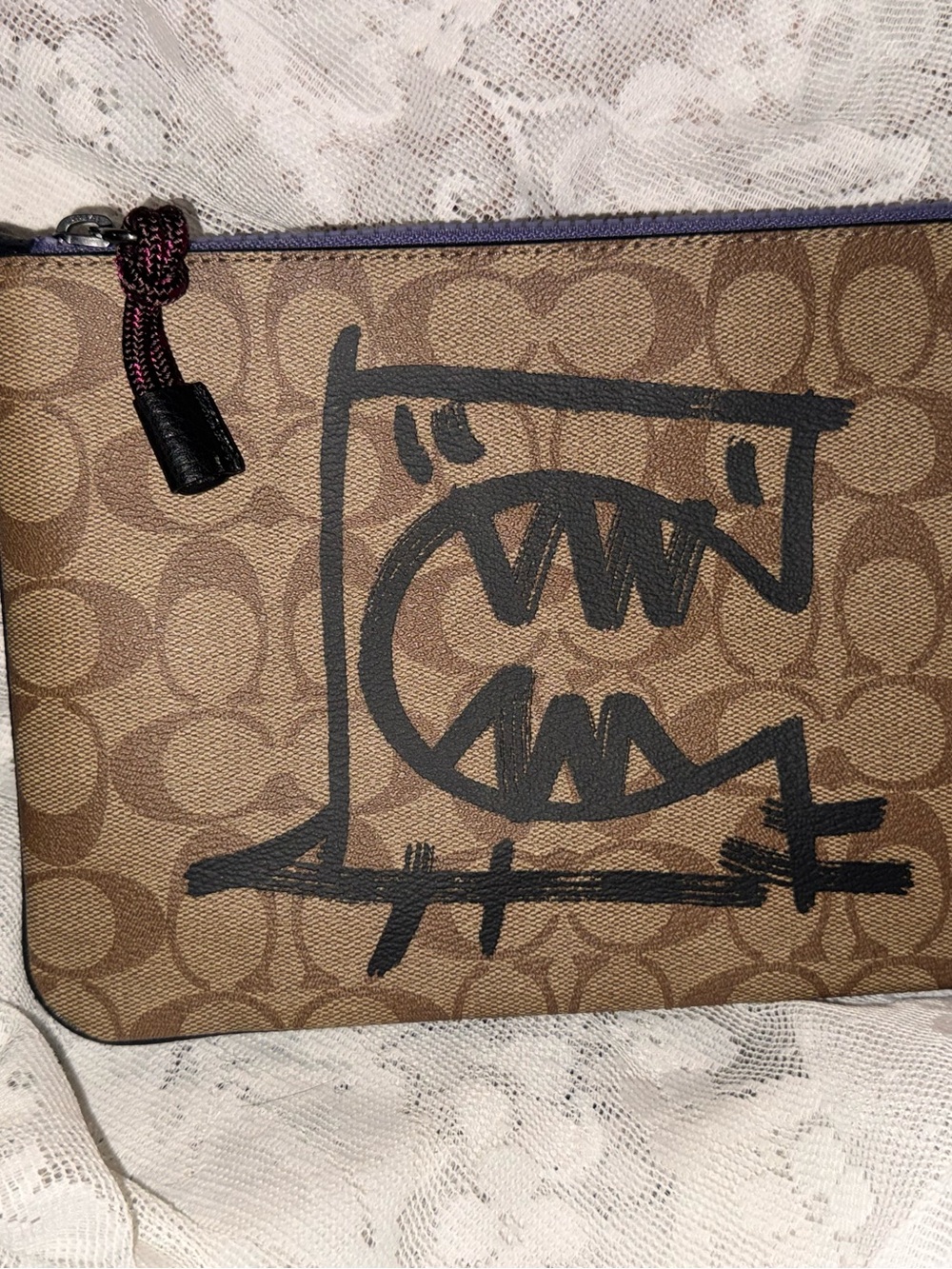 Coach x Guang Yu Collab Brown Signature Canvas Wristlet- Limited Edition!